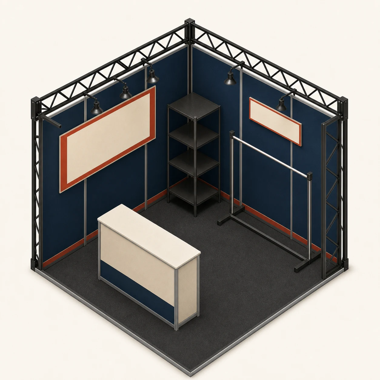 Isometric visual of an Indigo Daze booth